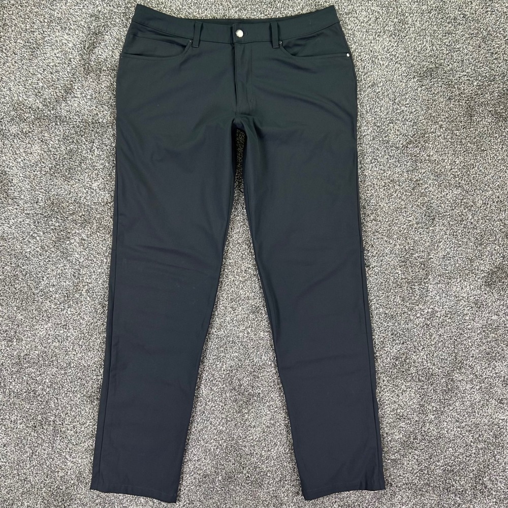 Lululemon Commission Pant Slim Fit Warpstreme  Mens 34 Black Chino Trousers Golf